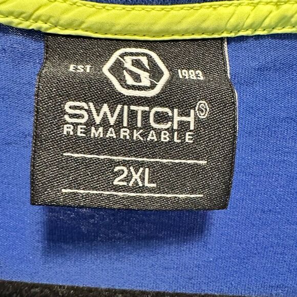 NWT Switch Men’s Blue Short Sleeve Utility Tee Shirt 3D Yellow Buckle Pocket 2XL - Picture 4 of 7